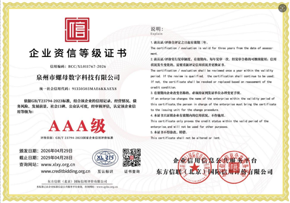 企业资信等级证书